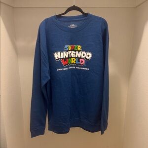 Universal Studios Super Nintendo World Blue Logo Sweatshirt NWT